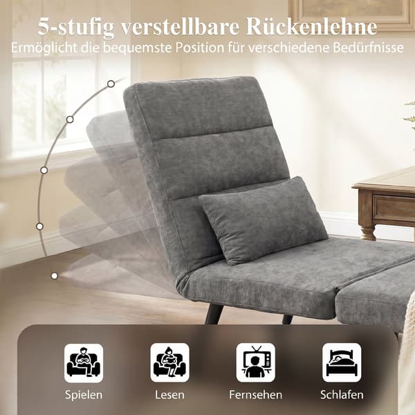 Sovesofa 3-i-1 67x73x96 cm grå/sort