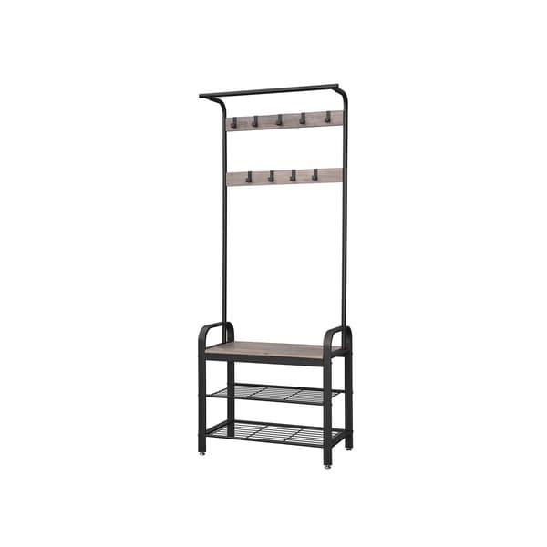 Knagerække 33,7x72x183 cm Sort Opbevaring