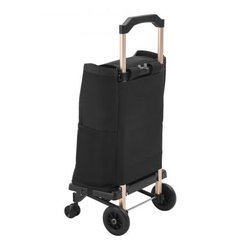 Indkøbsvogn med 4 hjul, foldbar, 39x20x52 cm, sort