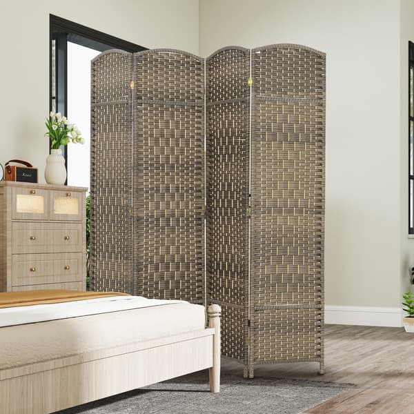 Rumdeler 4-panel foldbar 180x1,7x180 cm vasket sort