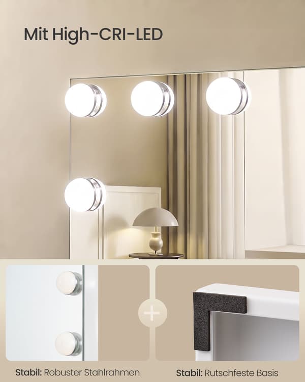 Hollywood-makeupspejl med 15 dæmpbare LED-lys