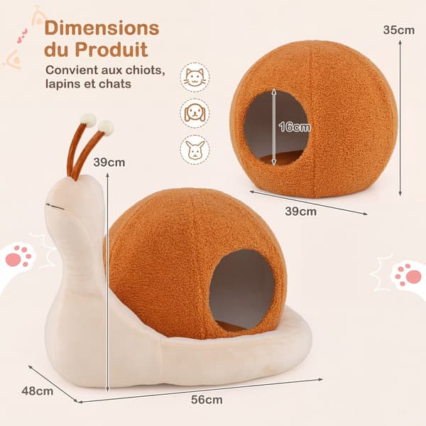 Kattens Seng 56x48x39 cm brun/hvid