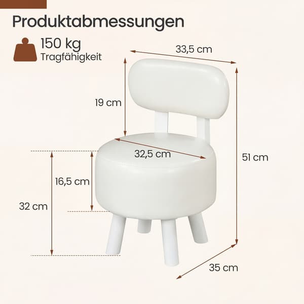 Skamler med ryglæn 2 stk. hvide