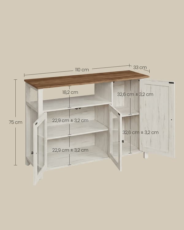 Sideboard 110x33x75 cm Brun, trä och stål