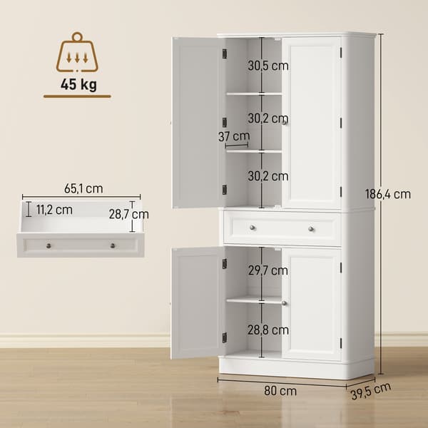 Kökskåp 80x39,5x186,4 cm Vit MDF