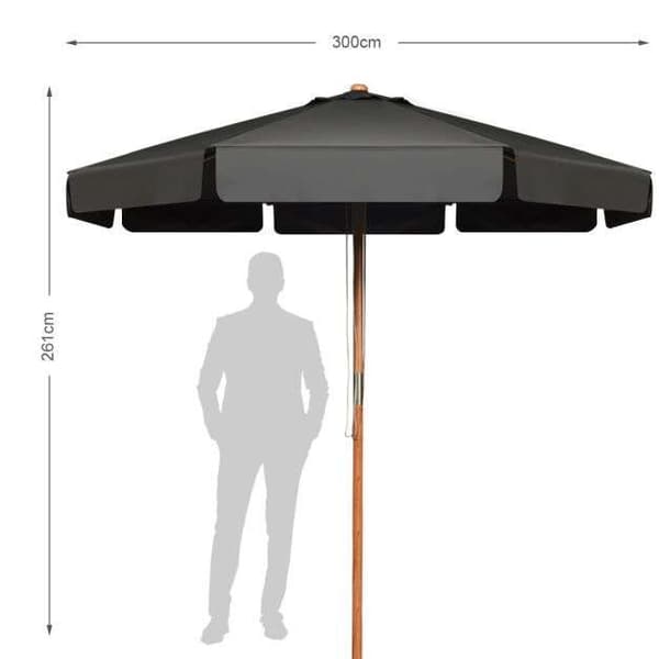 Patio Markkinapöytävarjo, 300x300x261 cm, Harmaa