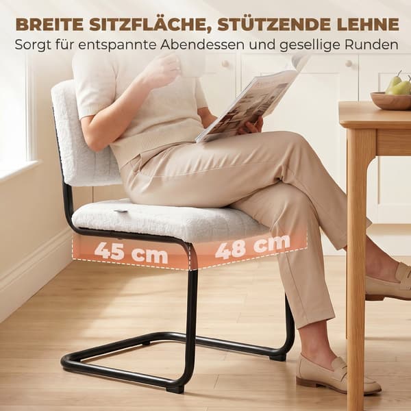 Spisestuestole Sæt med 2 48x55x76 cm creme