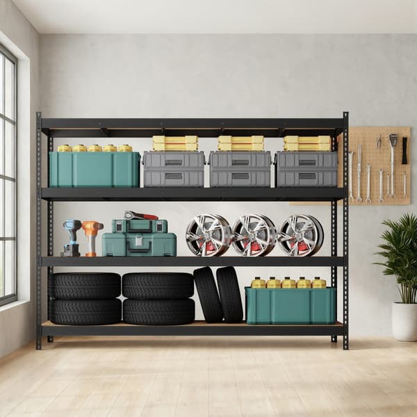 Reol 60x200x183 cm Sort stål og MDF