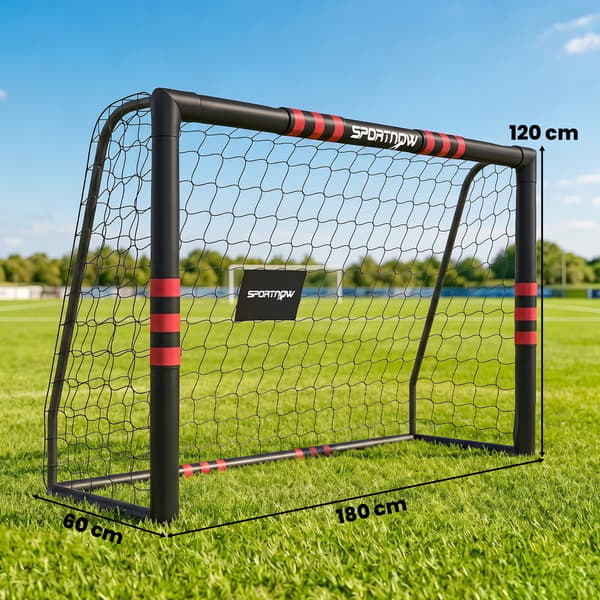 Fodboldmål til haven 180x60x120 cm sort/rød
