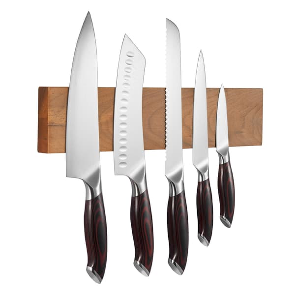 Knivsæt til køkken, 6 dele, 34.2x5.2x20.8 cm, brun, rustfrit stål
