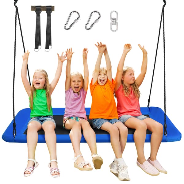 Træsving, 150x80 cm, Blå - materiale: galvaniserede rør, pp-hoppe måtte, oxford stof