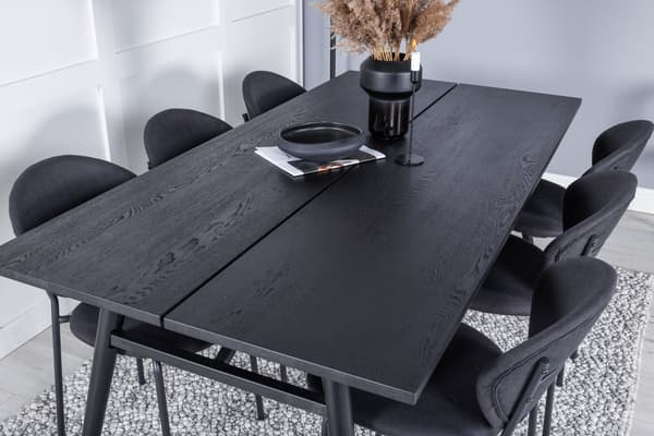 Spisebord og stole sæt 195x95 cm sort