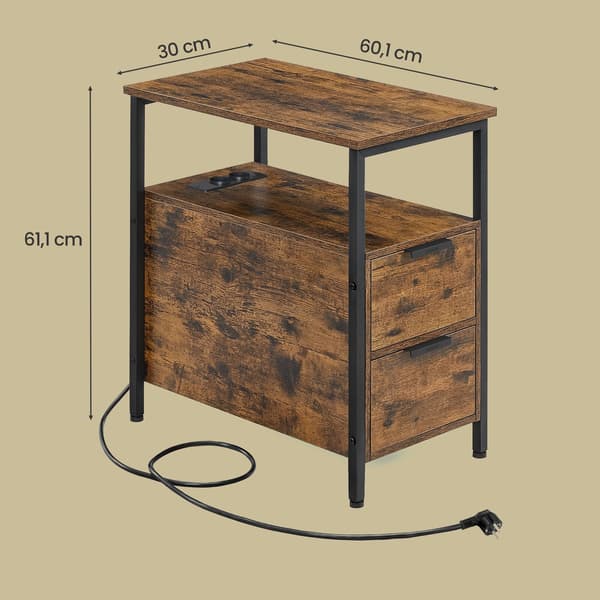Sidebord 60x35x61 cm Brun-Sort Træ-Stål