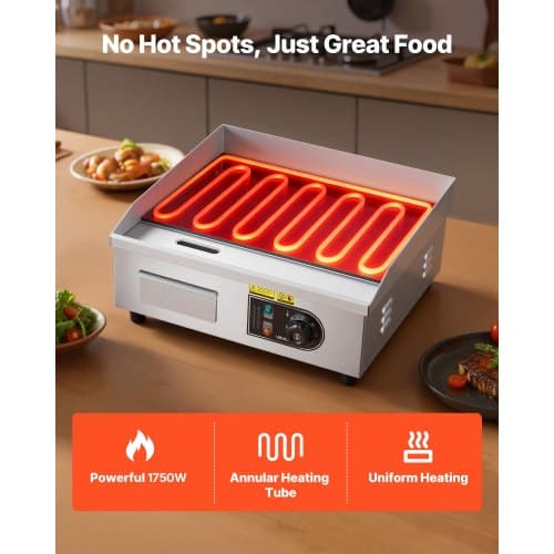 Elektrisk Grillplade 45x30 cm Rustfrit Stål Flad Top Grill