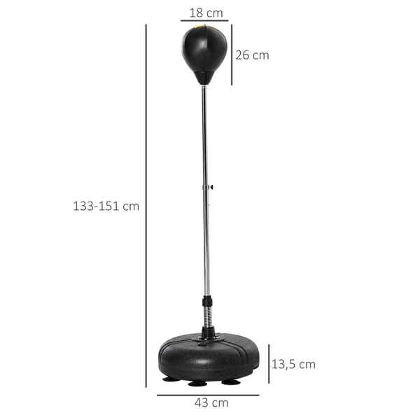 Sæt med boksebold og stativ, justerbar højde 133-151 cm, sort