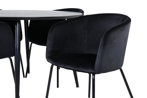Spisebord og stol sæt 115 cm sort
