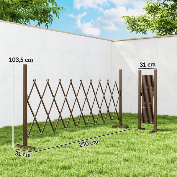 Expanderbar saxbarriär 250x31x103,5 cm mörkbrun