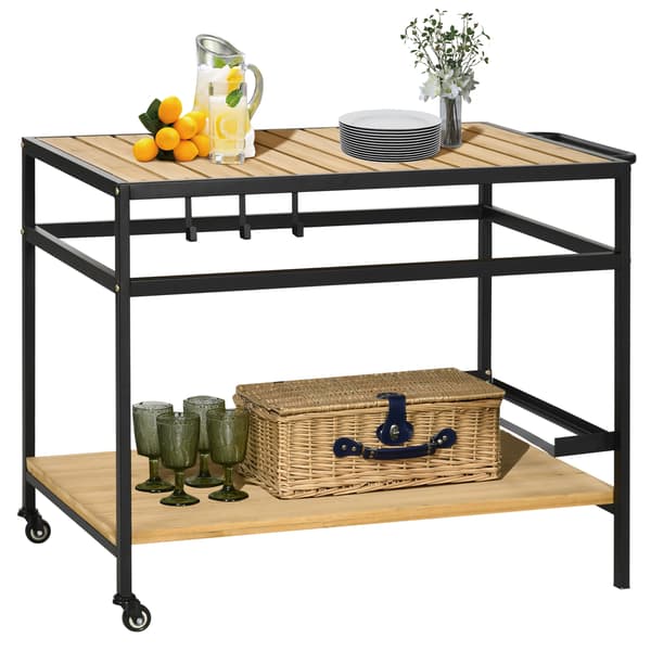 Serveringsvagn, 107x65x80 cm, Svart, Trä, Förvaring