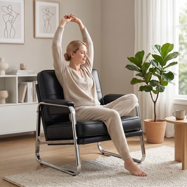Lounge stol 80x79x84 cm sort kunstlæder