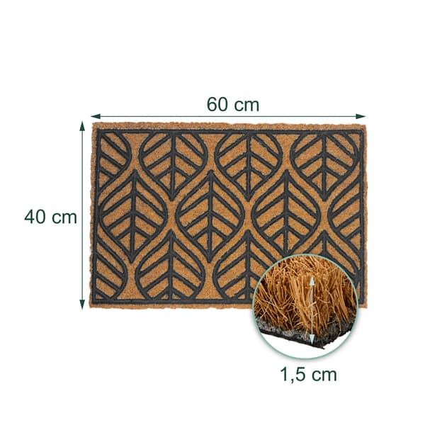 Dørmåtte i kokosfibre og PVC, 60 x 40 cm, Kodustaar