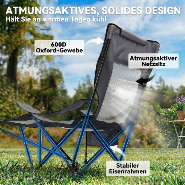 Campingstol Sæt 80x125x92-100 cm Mørkegrå Foldbar