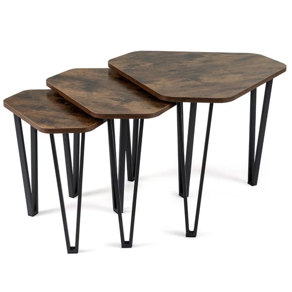 Sammenklappelige sideborde 3 stk 58,5x52,5x45,5 cm rustik brun/sort