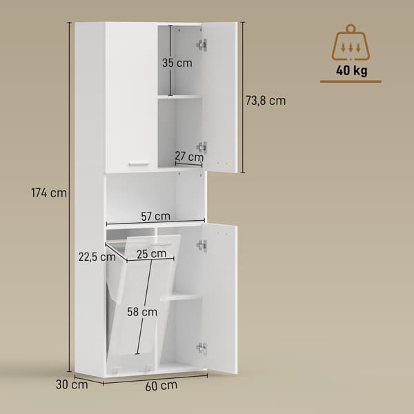 Badeværelsesskab 60x30x174 cm Hvid MDF
