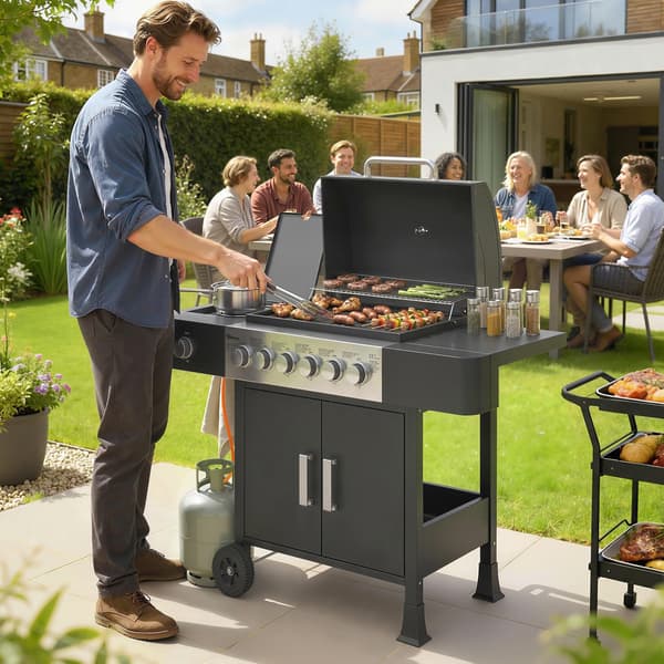 Gasgrill 135x51x101 cm Sort Rustfrit Stål