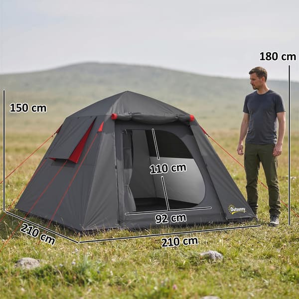 Campingtält 210x210x150 cm Mörkgrå Polyester