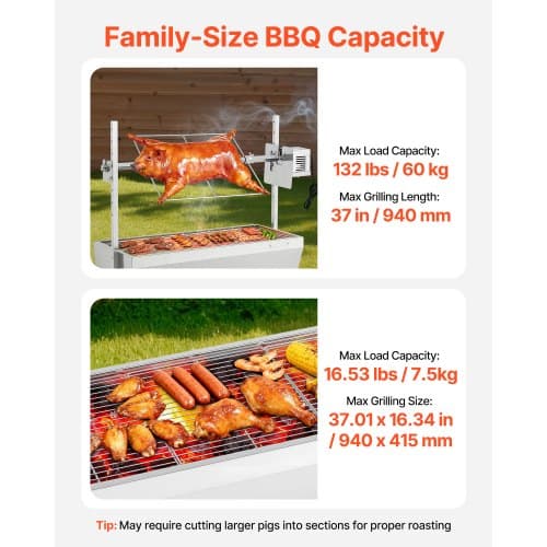 Rotisserigrill, 113,5x44,2x112,3 cm, rostfritt stål, utomhusmatlagning