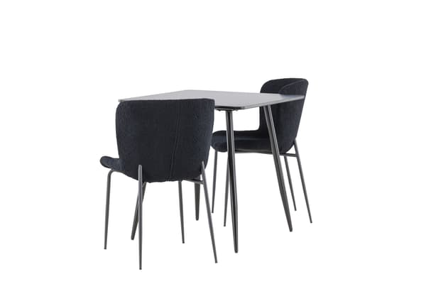 Spisesæt Polar spisebord med Modesto stole 75x75 cm sort MDF