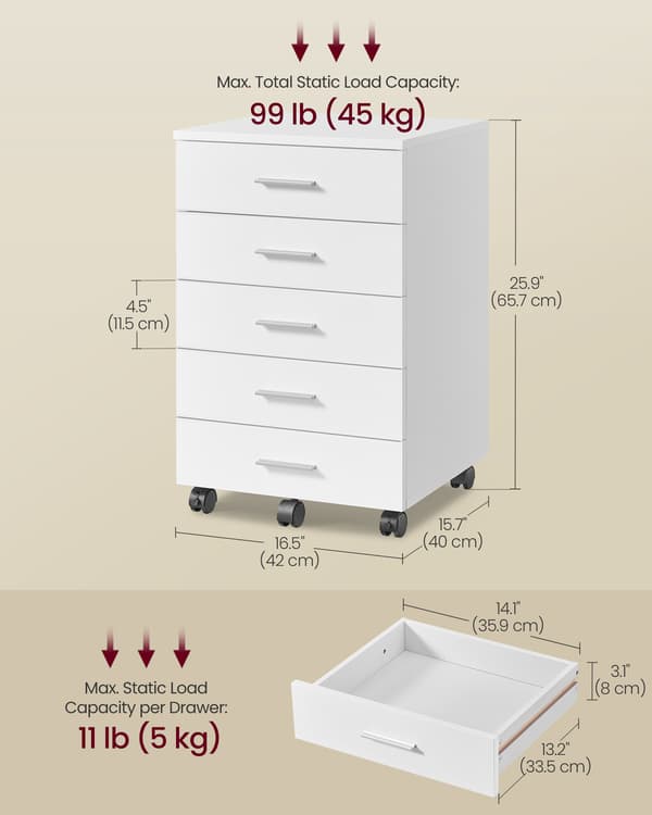 Filing Cabinet 42x40x65.7 cm Vit MDF