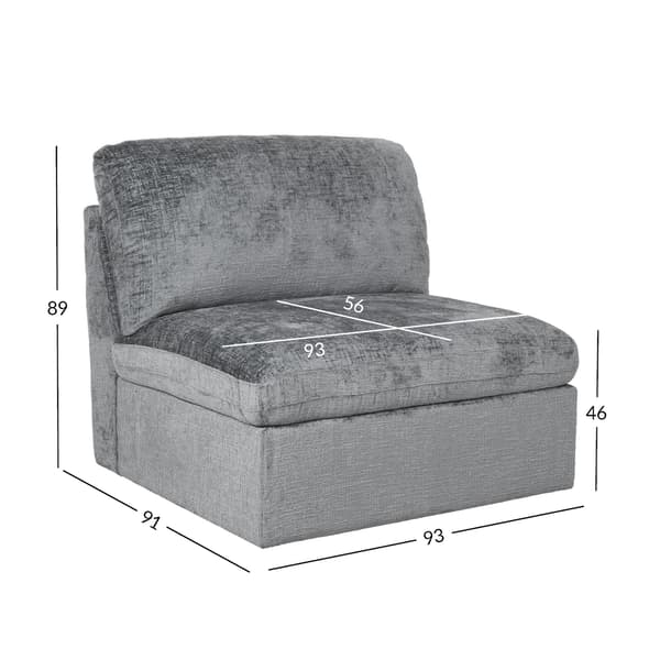 Soffa Samoa 1-sits utan armstöd sektion 93x91x89 cm grått tyg