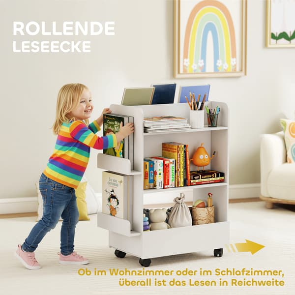 Børnebibliotek, 66,5x32,5x86,5 cm, Hvid, MDF