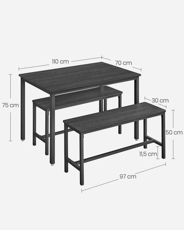 Matbordset, 110x70x75 cm, Svart