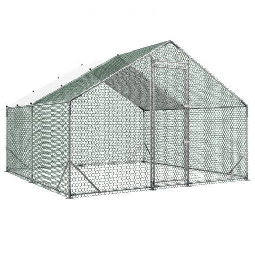 Hönshus 3x3x2 m metall med dörr och vattentätt överdrag
