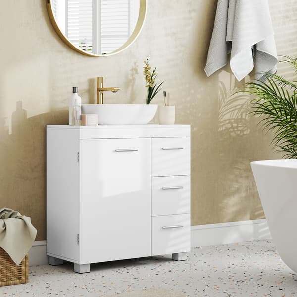 Baderomsskap 30x70x64 cm Hvit MDF