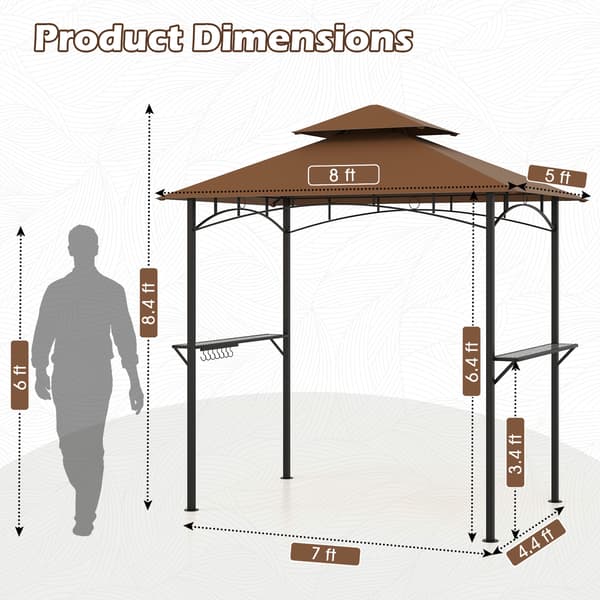 Grill Pavillon Baldakin 244x152x256 cm kaffe