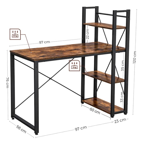 Skrivebord, brun/sort Home