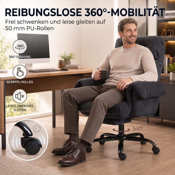 Kontorsstol justerbart ryggstöd 80x77x108-116 cm mörkgrå