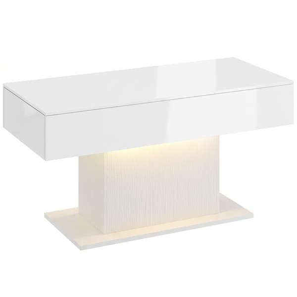 LED-soffbord med förvaring 108x48x55 cm högblank vit