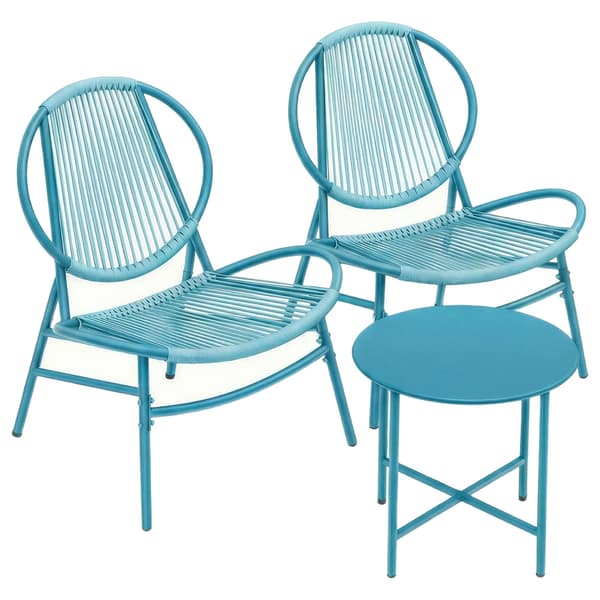 Havemøbelsæt 3-dele 50x45 cm Blå PE Rattan