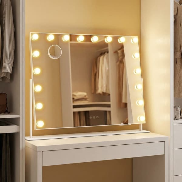 Sminkespeil 80x60 cm Hvit LED-belysning