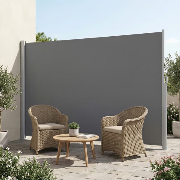 Sivumarkiisi 180x400 cm harmaa, alumiini