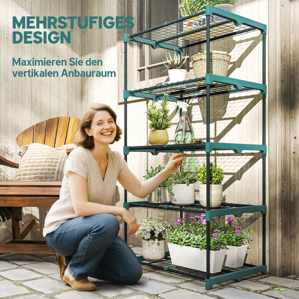 Blomsterställ, 67x49x138 cm, Mörkgrön, Stål