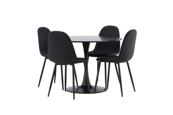 Spisebord og stol sæt 100 cm sort