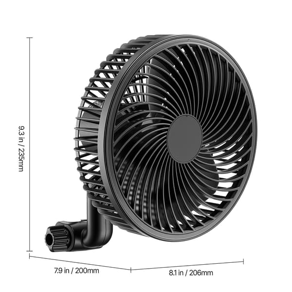 Clip On ventilator 20,6x20x23,5 cm Sort Genopladelig