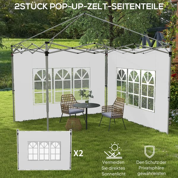 Pavillon Sidepanel Sæt, 295x195 cm, Hvid, Vandtæt