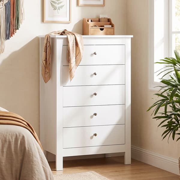 Hvid kommode med 5 skuffer, til soveværelset, 60 x 39.5 x 95.3 cm