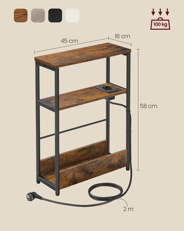 Sidobord 45x18x58 cm Brun Stål